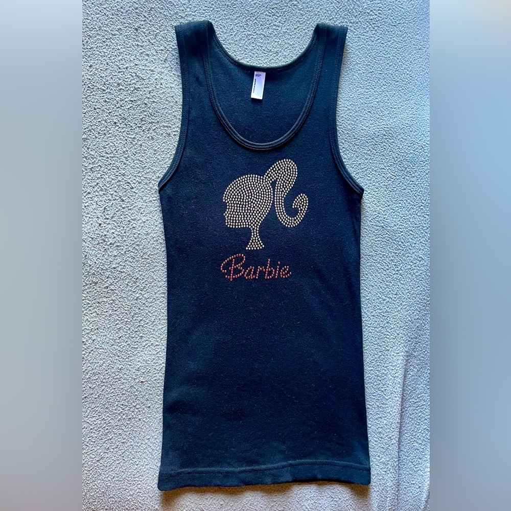 Vintage, 2000 Barbie Black Top w/Rhinestone Design by American Apparel, RARE✨